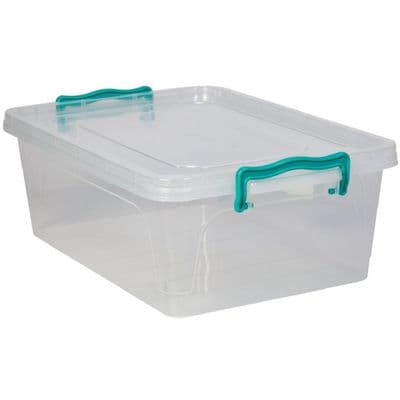 Large 10L A4 Clear Plastic Paper Filing Clip Storage Box