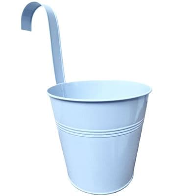 Large 15cm Diameter Light Blue Hanging Metal Flower Pot