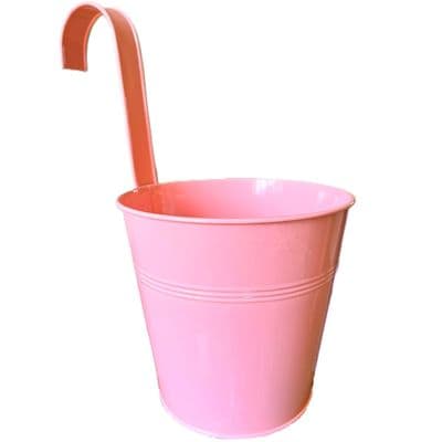 Large 15cm Diameter Pink Hanging Metal Flower Pot