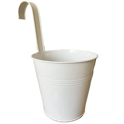 Large 15cm Diameter White Hanging Metal Flower Pot