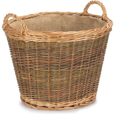 Large 50cm Round 2 Tone Wicker Log Basket