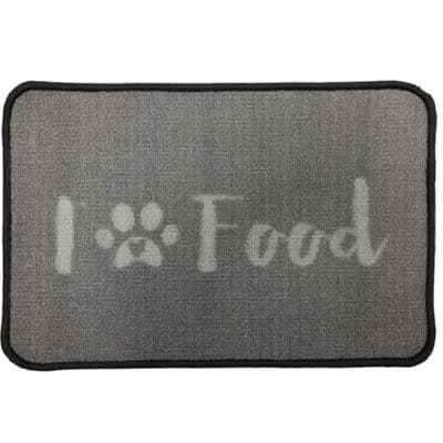 Large 60cm Grey I Love Food Pet Feeding Bowl Mat