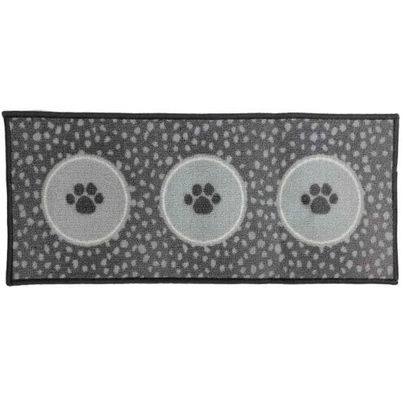 Large 80cm Grey Triple Pet Feeding Bowl Mat