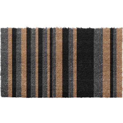 Large Grey & Black Striped Non Slip Doormat 70cm