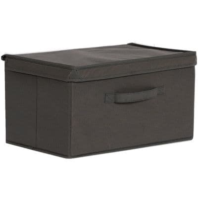 Large Grey Foldable Fabric Storage Box With Lid 50cm