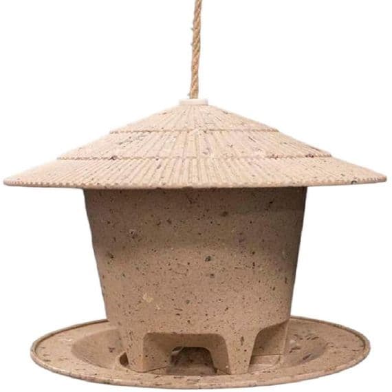 Large Recycled Eco Hanging Round Bird Feeder, Beige