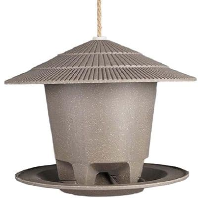 Large Recycled Eco Hanging Round Bird Feeder, Taupe Brown