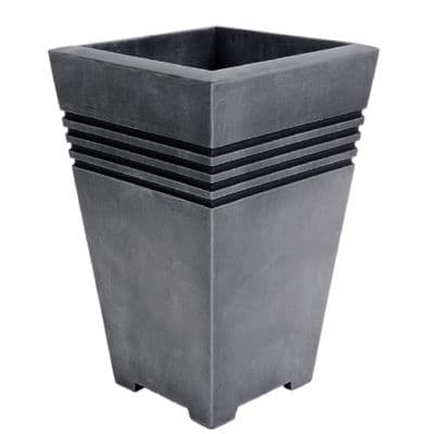 Large Square 45cm Grey Metallic Effect Plastic Planter