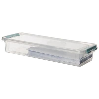 Long Slim 2.5L 37cm Clear Pencil Brush & Ruler Storage Organiser Box