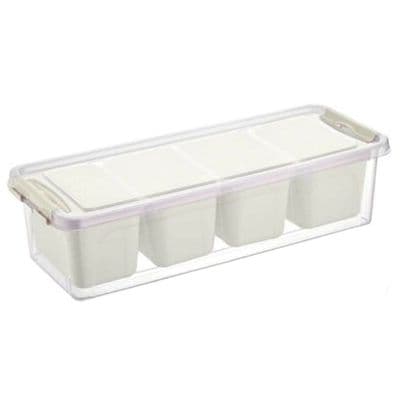 Long Slim 4 Divided Compartment Jewellery Bead Craft Organiser Box (White)