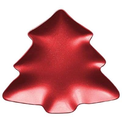 Metallic Red Acrylic Christmas Tree Dish