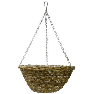 Natural 12" Rattan Wicker Hanging Basket with Liner