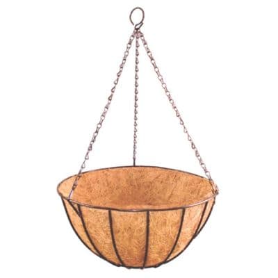 Natural 14" Metal Hanging Basket with Coir Liner & Hanger