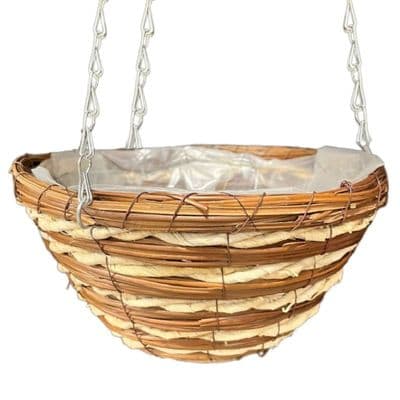 Natural Woven Wicker Hanging Basket 30cm
