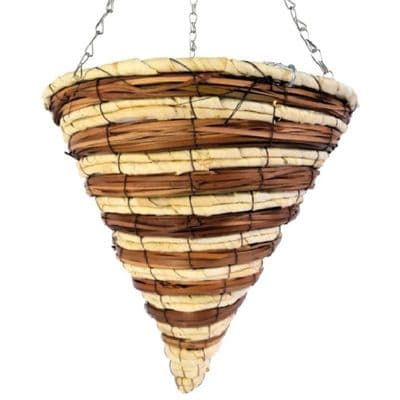 Natural Woven Wicker Hanging Cone Basket 30cm