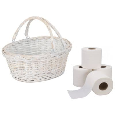 New England Oval Wicker Toilet & Cleaning Basket
