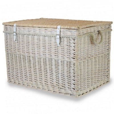 New England White Wicker Storage Chest