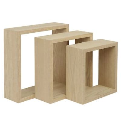 Oak Floating Wall Mounted Cube Box Shelves