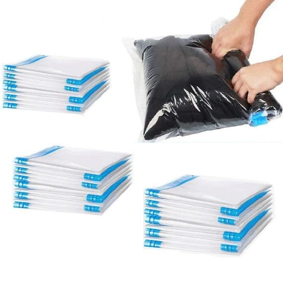 PackSmart Mixed Roll Up Travel Compression Packing Storage Bags (12 Pack)