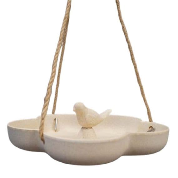 Recycled Eco Hanging Round Bird Bath, Cream
