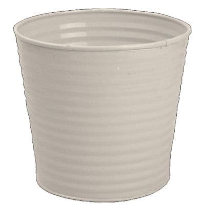 Ribbed Cream 13cm Metal Plant Pot