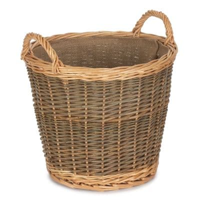 Round 33cm 2 Tone Wicker Log Kindling Basket