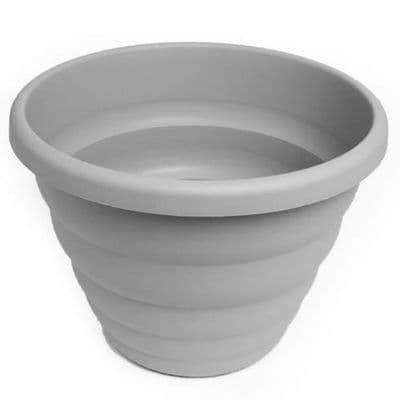 Round 40cm Dove Grey Plastic Garden Planter