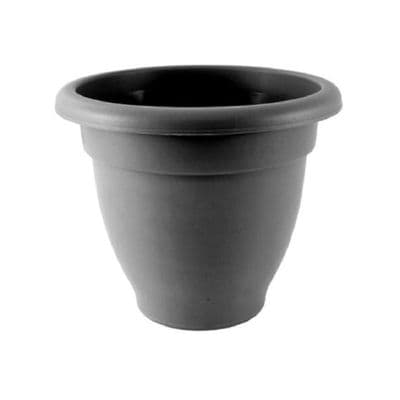 Round Curved 30cm Black Plastic Planter Pot