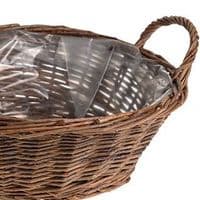 Round Shallow Lined Wicker Planter Basket 30cm