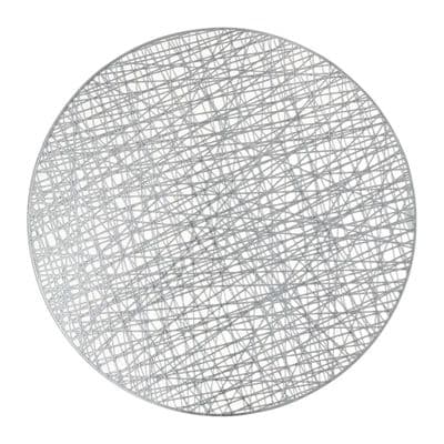 Round Silver Textured Flexible Leatherette Placemat