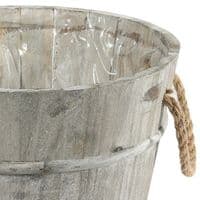 Round White Lined Wooden Planter 25cm
