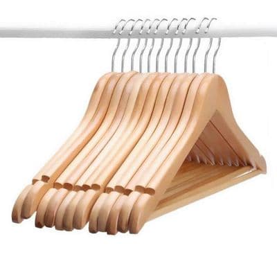 Russel Deluxe Notched Wooden Clothes Hangers 12 Pack