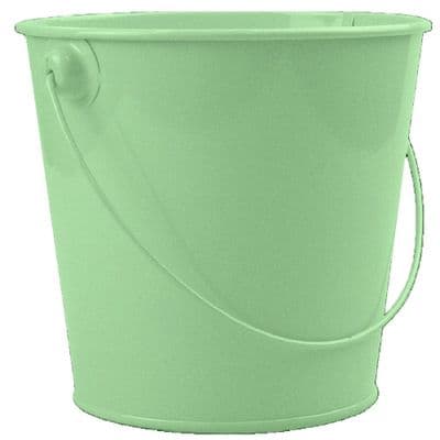 Sage Green Metal 13cm Diameter Bucket Pot with Handle