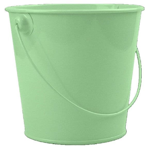 Sage Green Metal 13cm Diameter Bucket Pot with Handle
