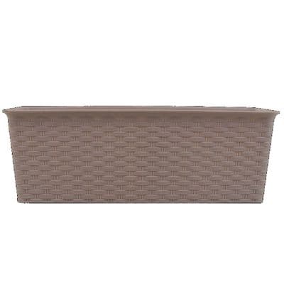 Sand Brown 30cm Plastic Wicker Window Box Trough Planter