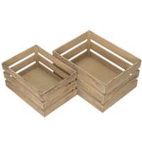 Set of 2 Oak Effect Wooden Crates