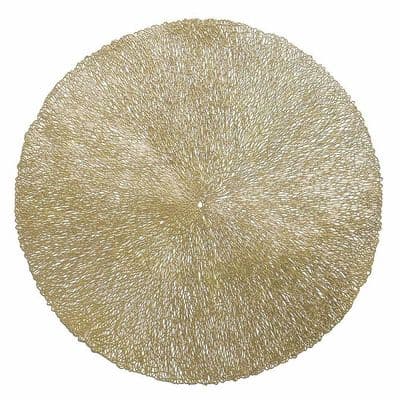 Set of 2 Round Gold Textured Flexible Placemats