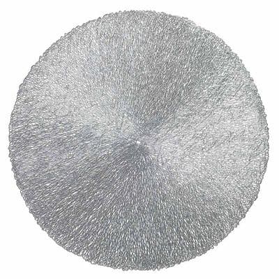 Set of 2 Round Silver Textured Flexible Placemats
