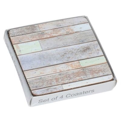 Set of 4 Whitewashed Wood Planks Coasters