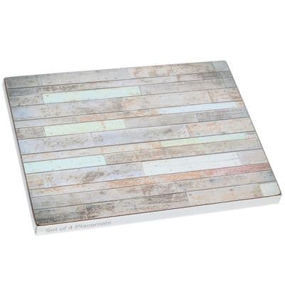 Set of 4 Whitewashed Wood Planks Placemats