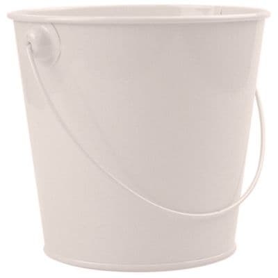 Small 13cm Cream Metal Bucket Plant Pot with Handle