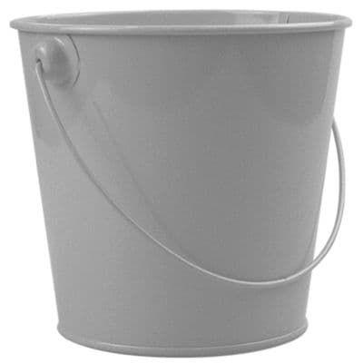 Small 13cm Grey Metal Bucket Plant Pot with Handle