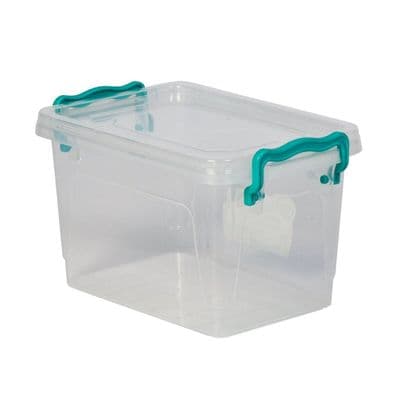 Small 1L 16cm Clear Plastic Stationery Art & Craft Clip Storage Box