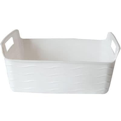 Small 29cm Flexible White Plastic Art & Craft Carry  Basket