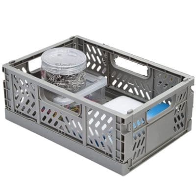 Small Grey Folding Storage Crate 30cm
