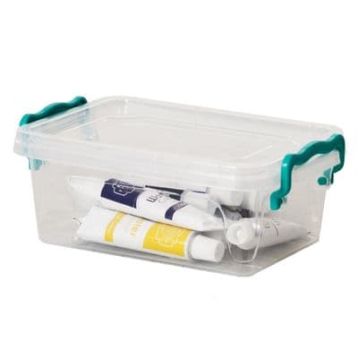 Small Mini 0.6L 16cm Clear Plastic Art & Craft Clip Storage Box