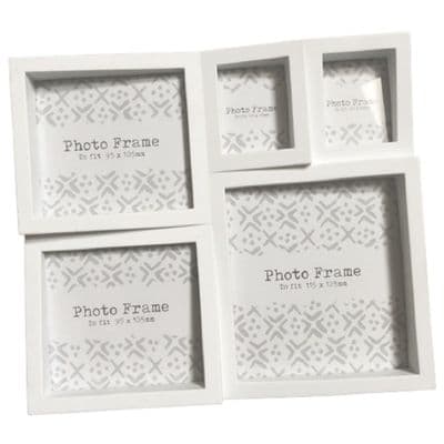 Small White Mini Photo Collage Frame 22 x 19cm