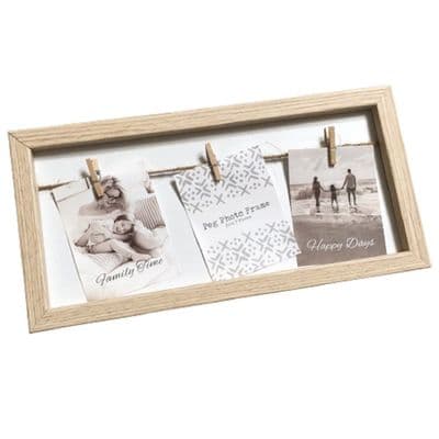 Small Wooden Peg Photo Frame 30 x 15cm