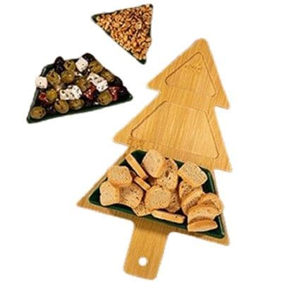 Snack Bowls With Christmas Tree Serving Board