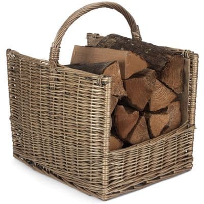 Suffolk 42cm Open Front Rectangle Wicker Log Basket